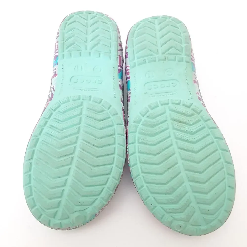 Crocs Genna II Ballet Flats Glitter Sparkle Slingback Dress Shoe Girls 11 Green